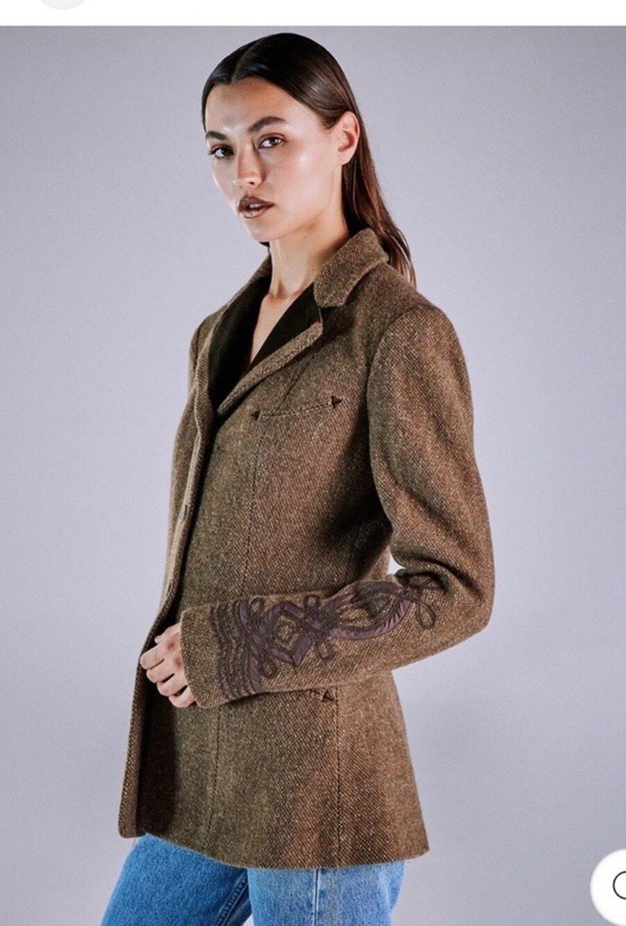 90s Ralph Lauren Blue Label Equestrian Blazer Coat Jacket SZ 4 Italy Vintage